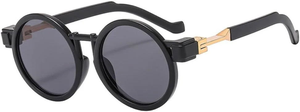 

Круглые женские солнцезащитные очки в стиле стимпанк, роскошные солнцезащитные очки с защитой от УФ-излучения UV400, модные мужские солнцезащитные очки TVTBBVV, Black