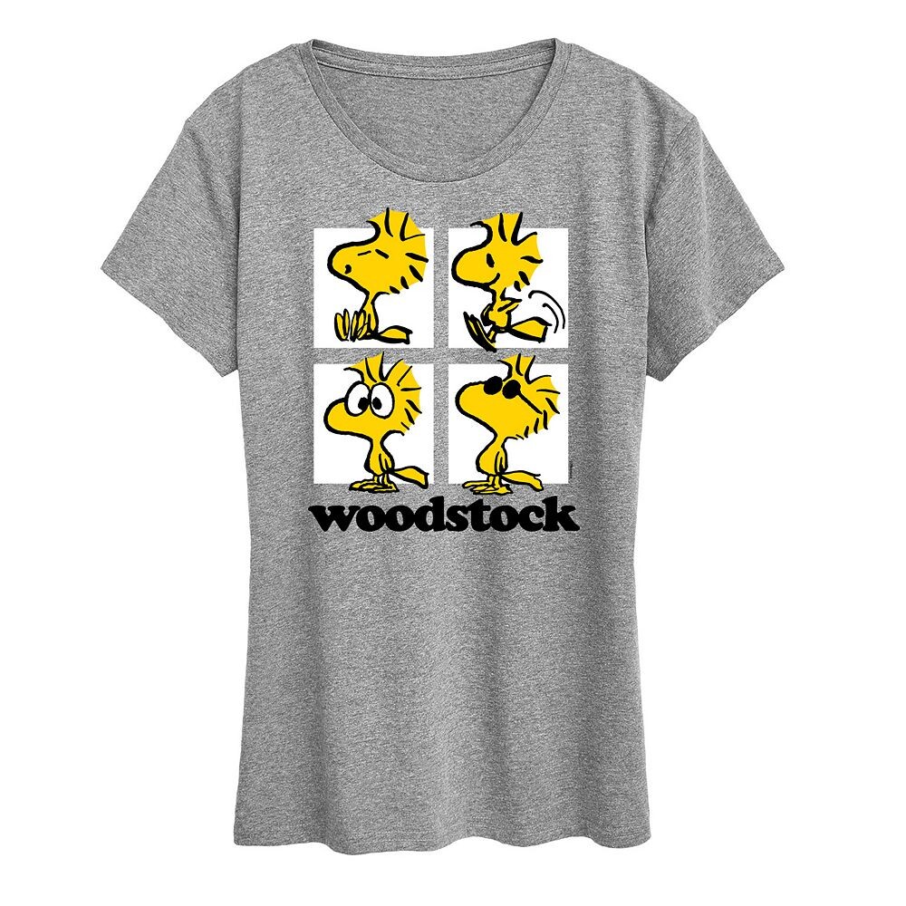 

Женская футболка с рисунком Peanuts Woodstock Grid Licensed Character, цвет Heather Gray