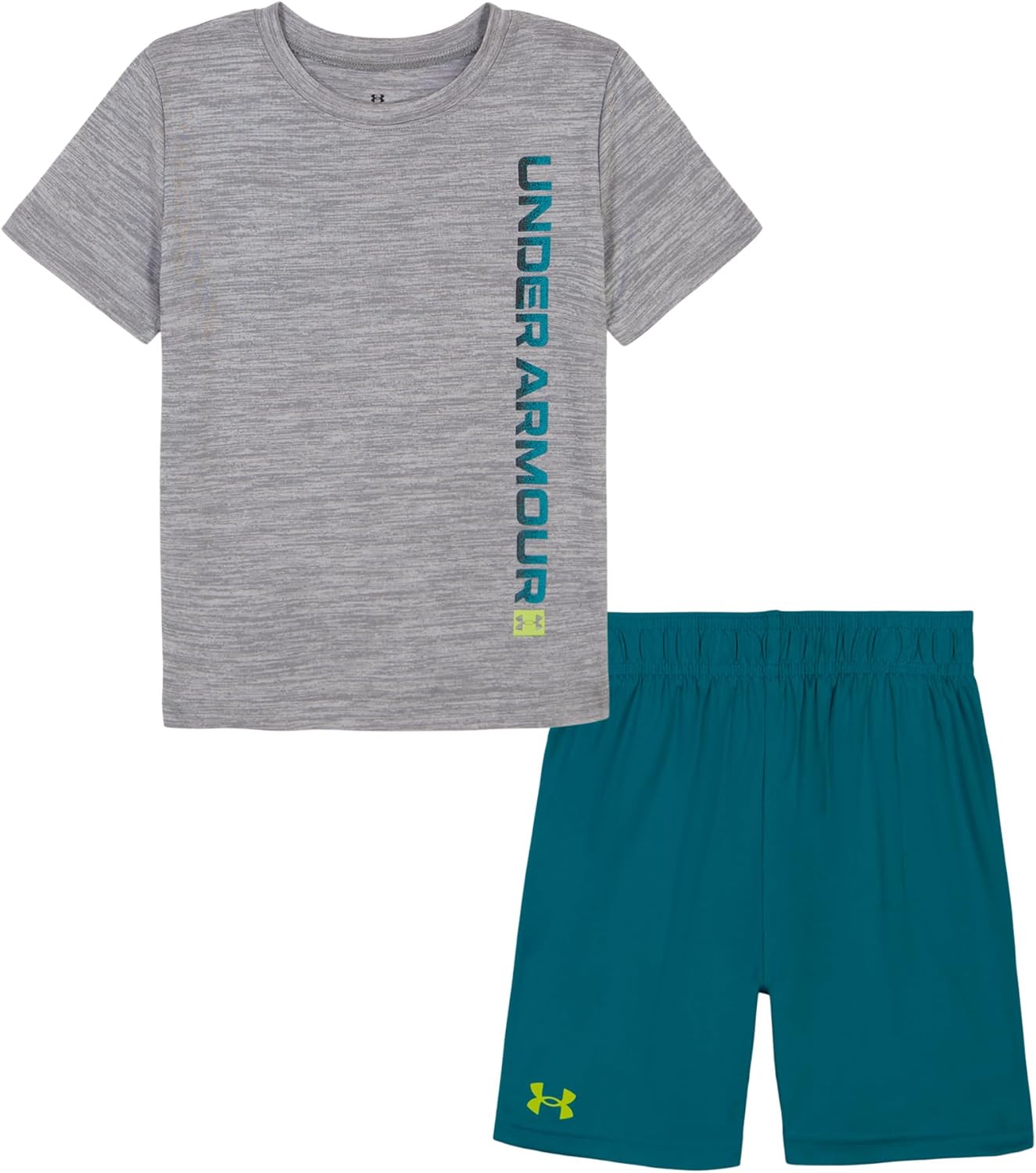 

Under Armour майка с короткими рукавами и шорты для мальчиков, легкие и дышащие, Teal/Gray Wordmark