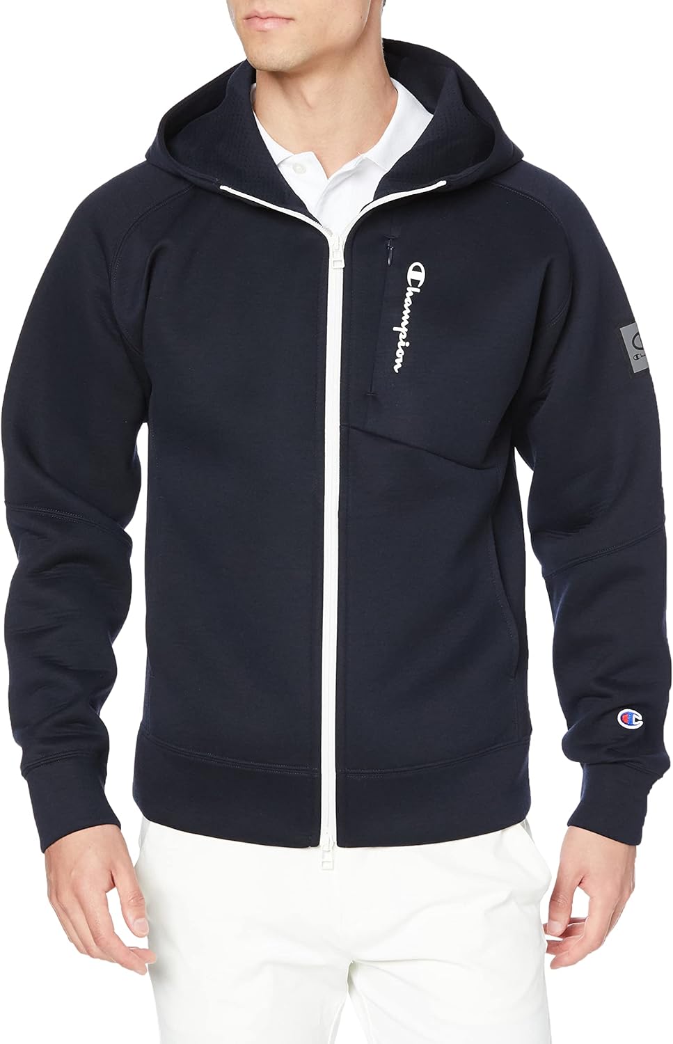 

Толстовка с длинными рукавами Champion C3-XG101, дышащая, эластичная, водоотталкивающая, с застежкой-молнией TECH WEAVE(R), мужская, для гольфа, темно-синий
