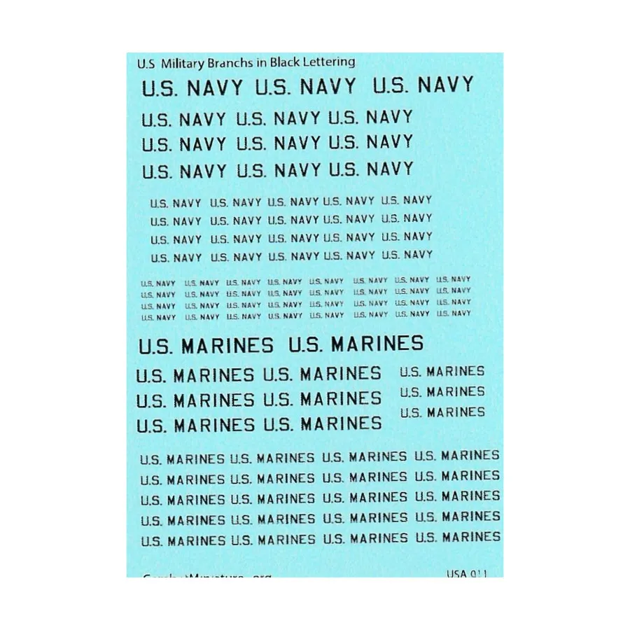 

Военные отделения в черном, Decals - United States (Combat Miniatures)