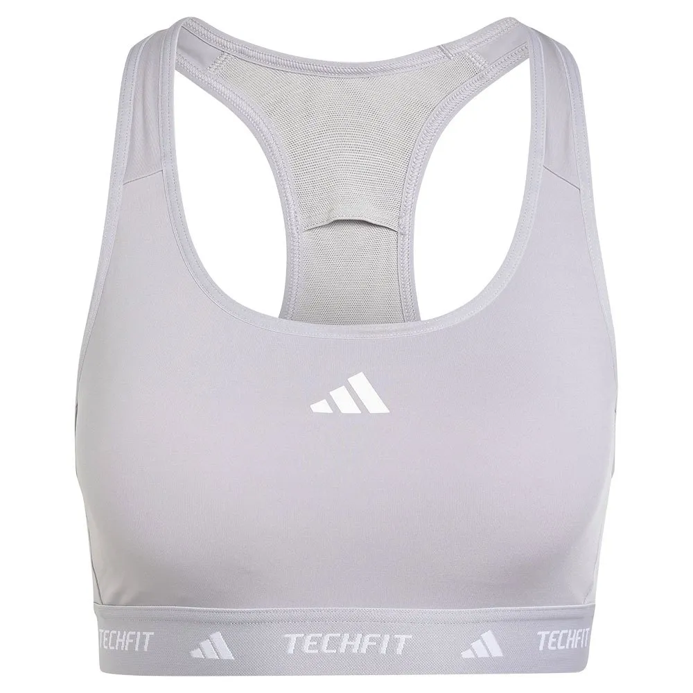 Спортивный бюстгальтер adidas Techfit Medium Medium Impact, серый — фото 3