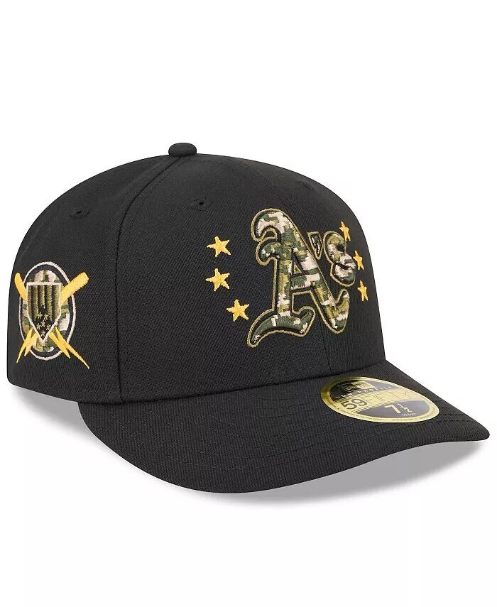 

Мужская черная кепка Oakland Athletics 2024 года ко Дню вооруженных сил с низким профилем 59FIFTY New Era