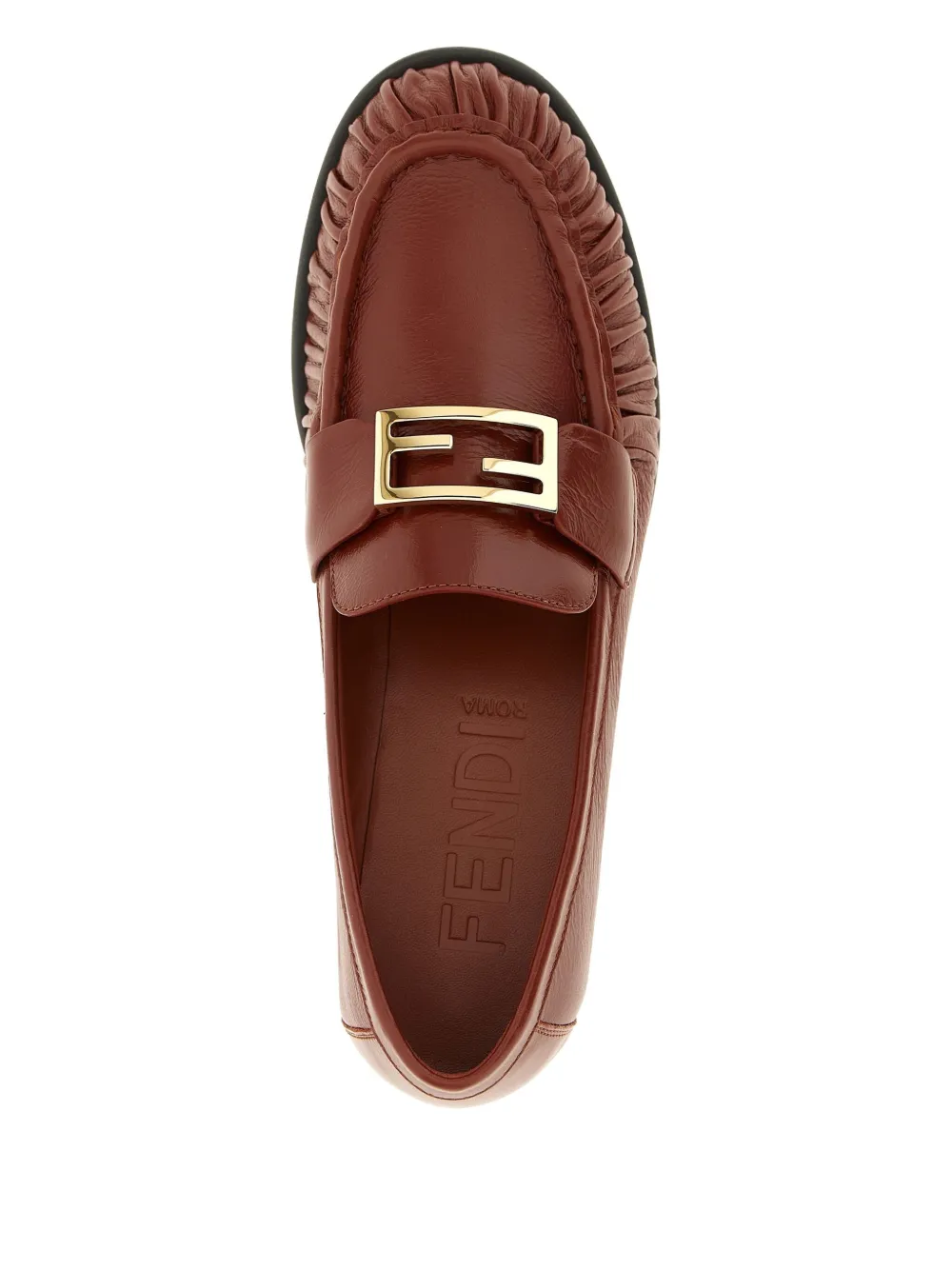 Лоферы-багеты с изогнутым металлическим декором Fendi, коричневый — фото 3