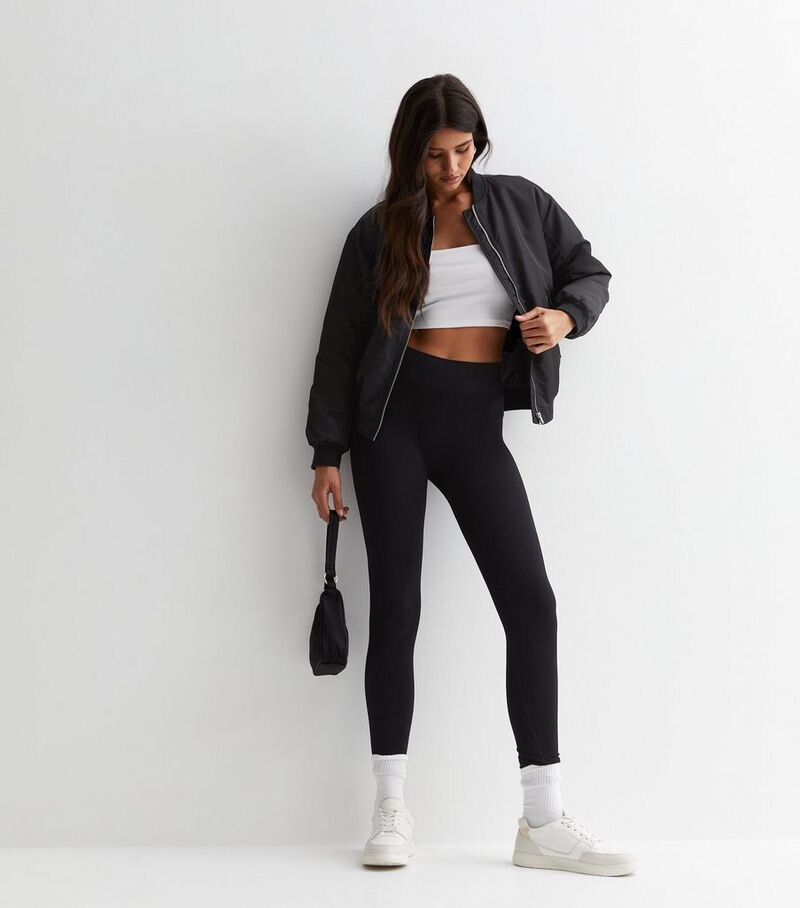 

Высокие черные бесшовные леггинсы New Look, черный