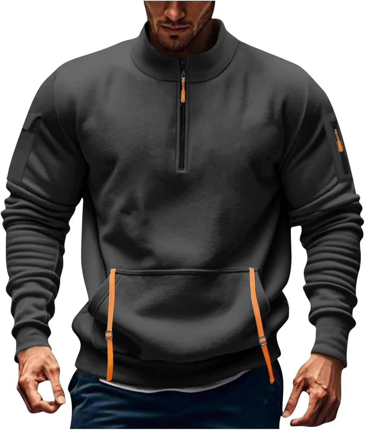 

Мужская толстовка с четвертью молнии и карманами