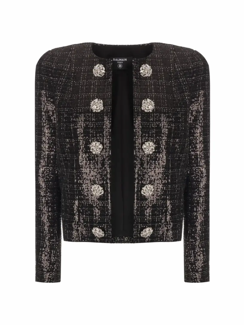 

Однобортный жакет с пайетками Balmain, черный