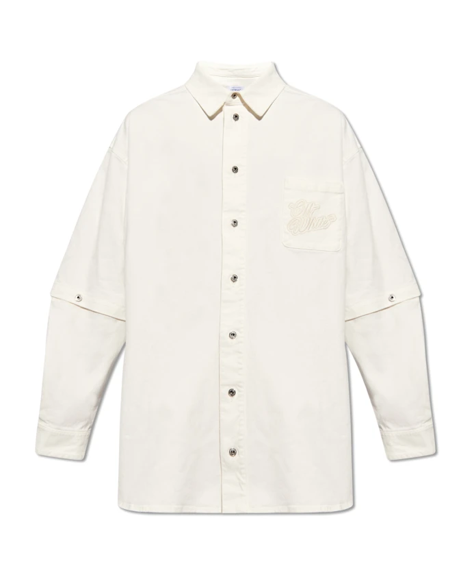 

Джинсовая рубашка с логотипом Off White, бежевый