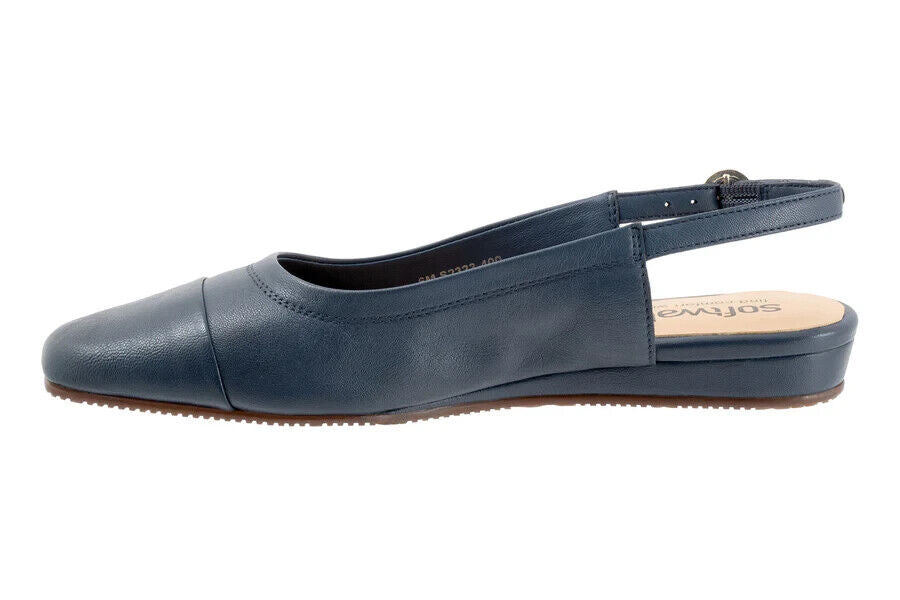 Женские балетки SoftWalk Vittoria 8 Navy Кожаные с регулируемой пряжкой и ремешком на пятке RHS3327 — фото 3