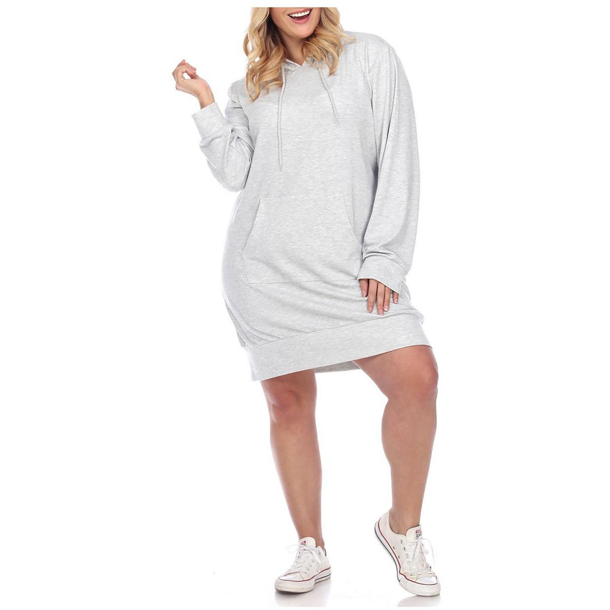 

Плюс Женское Мини Платье-Свитшот С Капюшоном White Mark, цвет heather grey