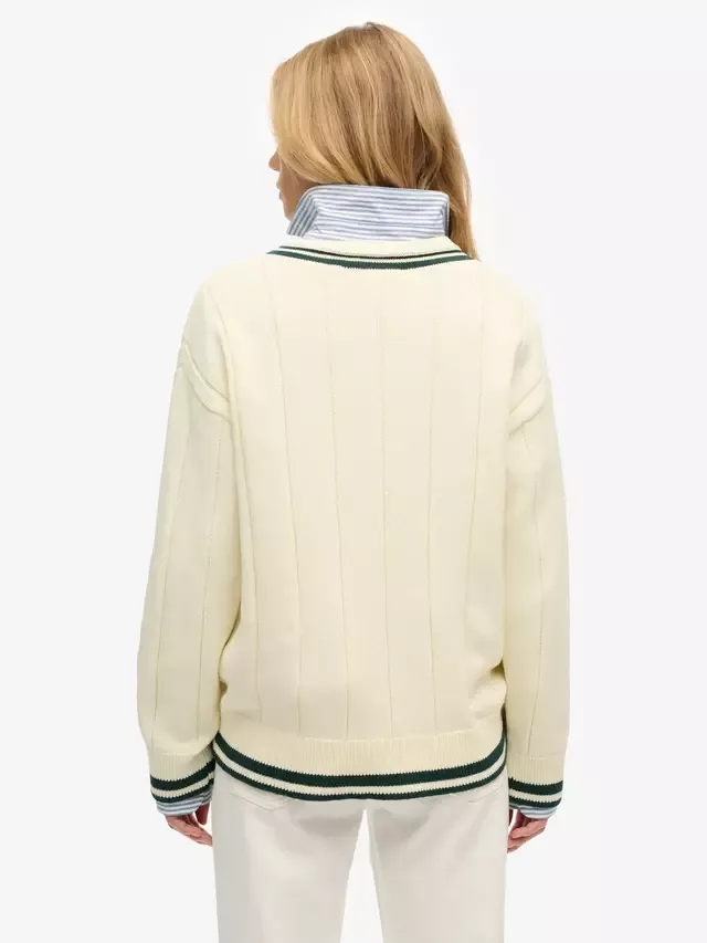 Вязаный джемпер с косами от крикетного клуба Superdry, Off White — фото 2