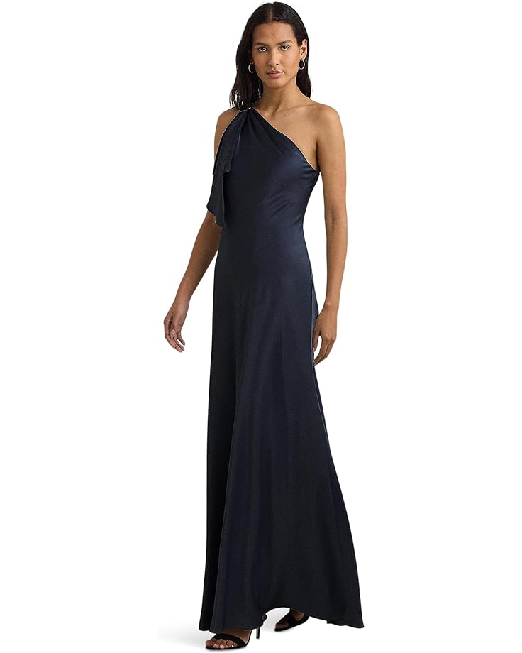 

Платье Lauren Ralph Lauren Satin Charmeuse One-Shoulder Gown, цвет Lighthouse Navy