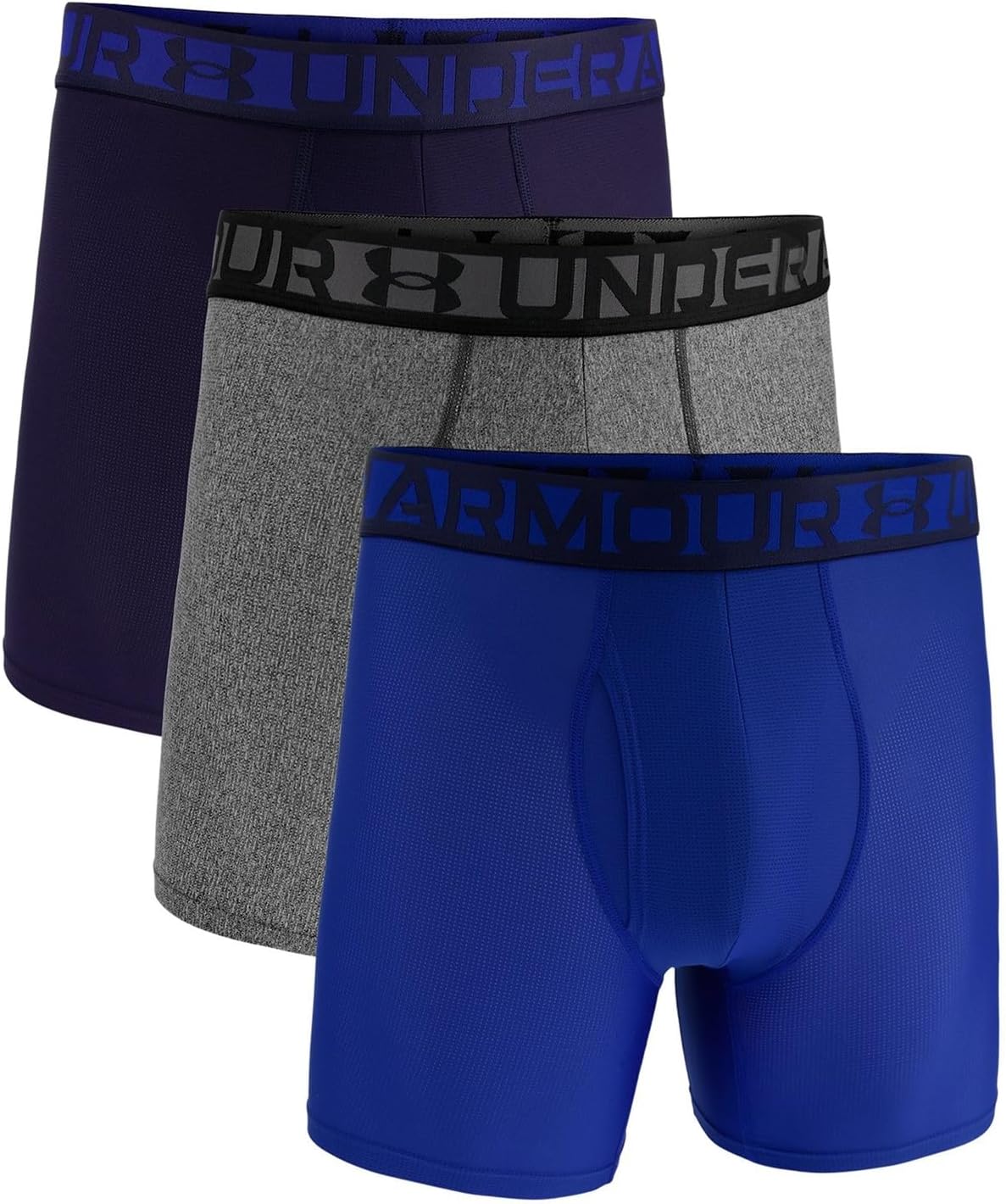 

Комплект из 3 пар трусов-боксеров Under Armour Essential Tech Mesh с длиной внутреннего шва 6 дюймов, Royal/Grey/Navy