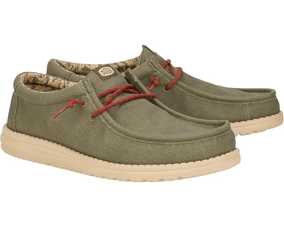 

Лоферы Hey Dude Wally Waxed Canvas, оливковый