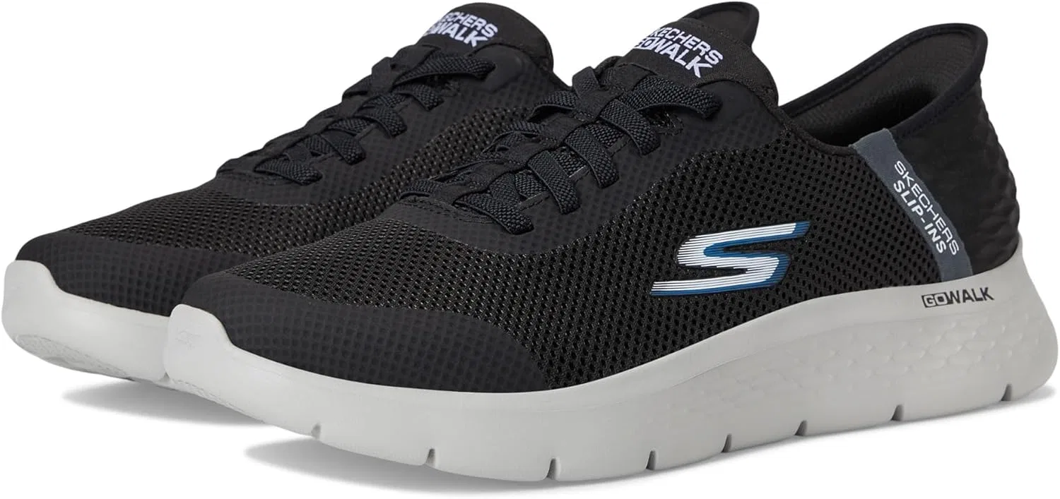 Мужские слипоны Skechers Go Walk Flex Hands Free, Black Grey — фото 2