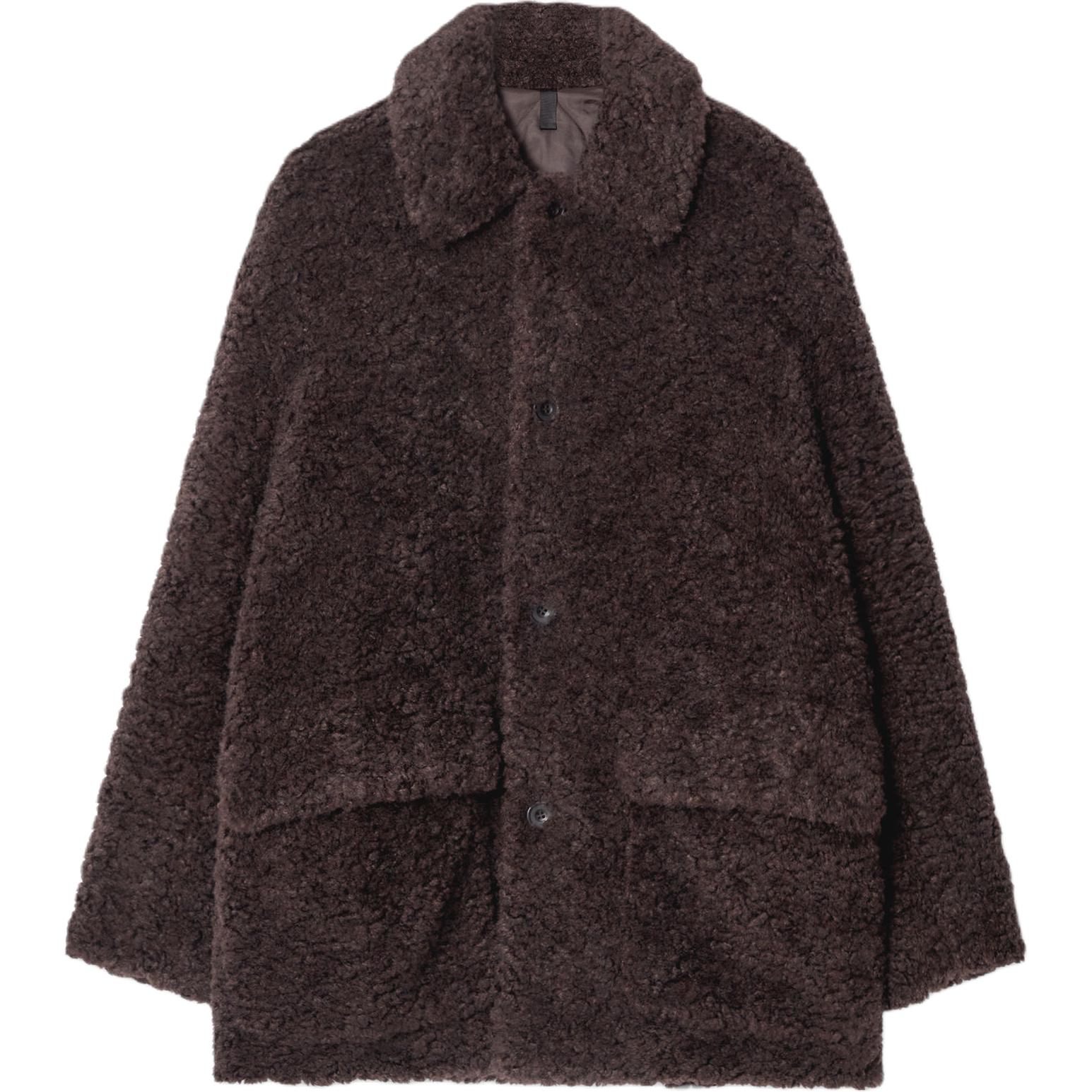 

Мужское пальто с бархатистой текстурой COS, темно-коричневый