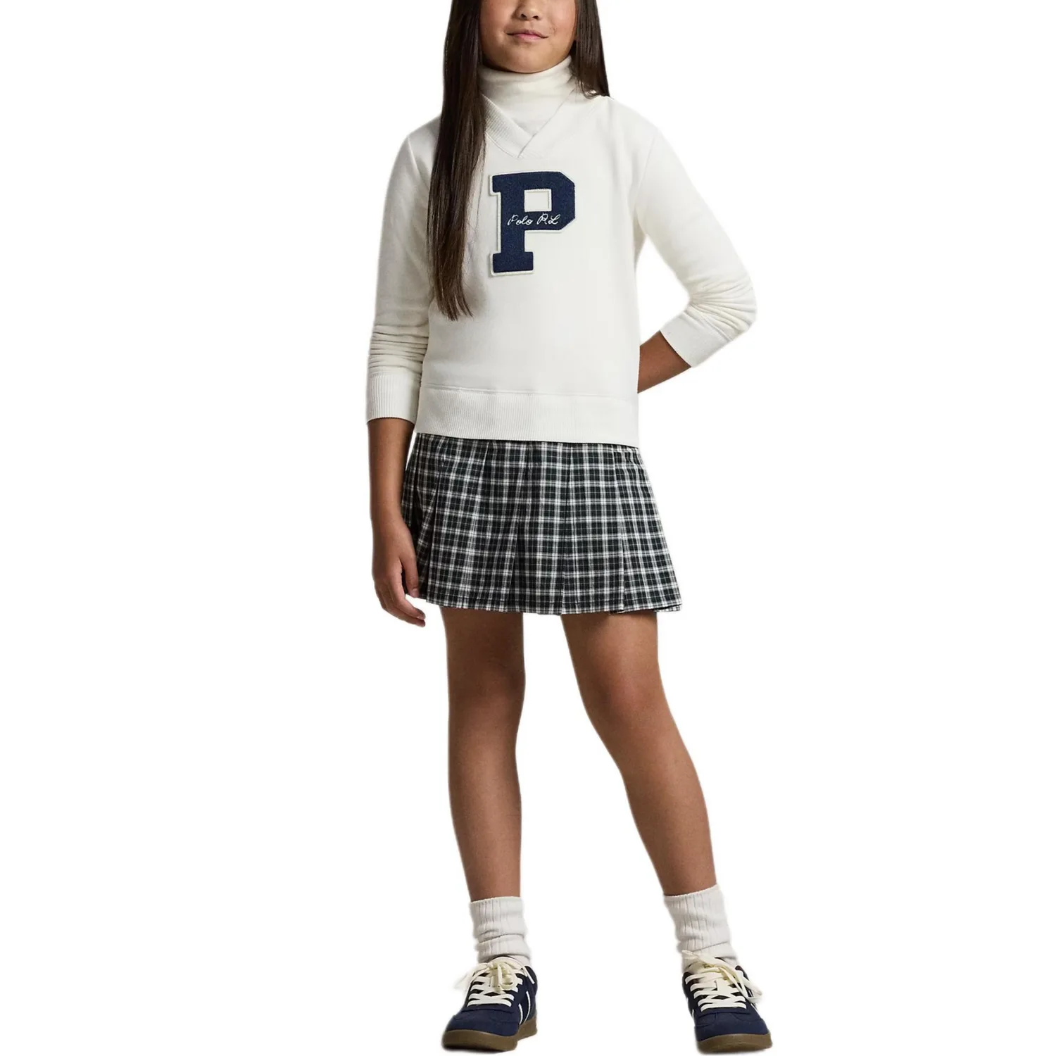 Детское платье с v-образным вырезом, короткое Polo Ralph Lauren, White/Multicolor — фото 4