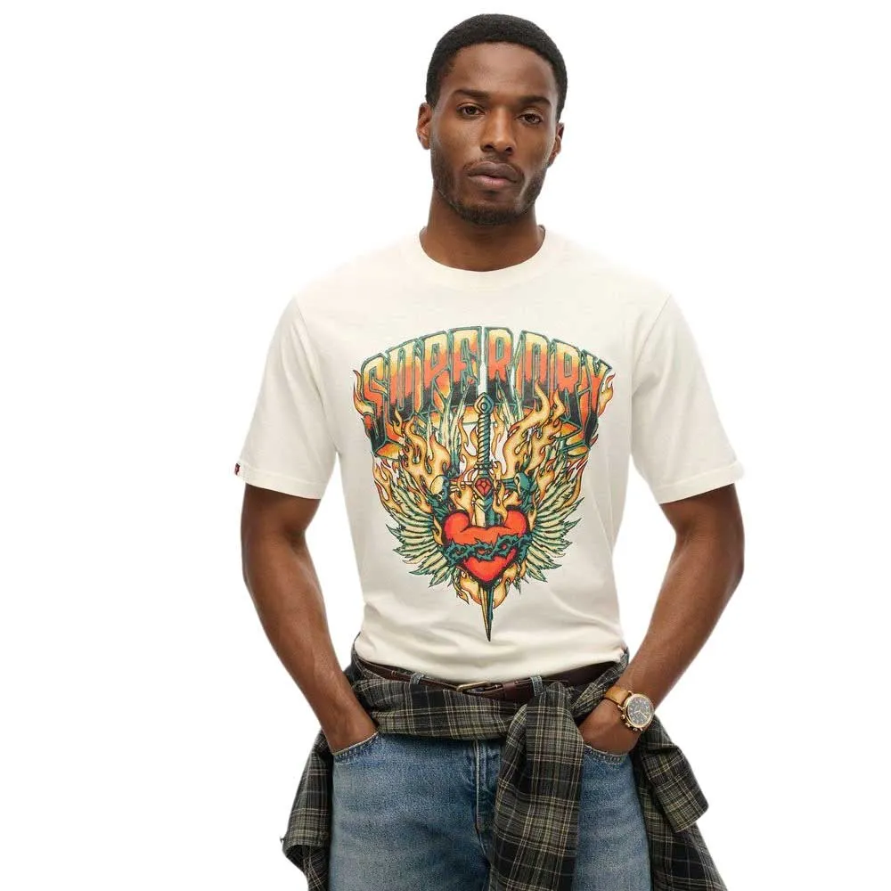 

Футболка с коротким рукавом Superdry Biker Rock Graphic Loose, белый