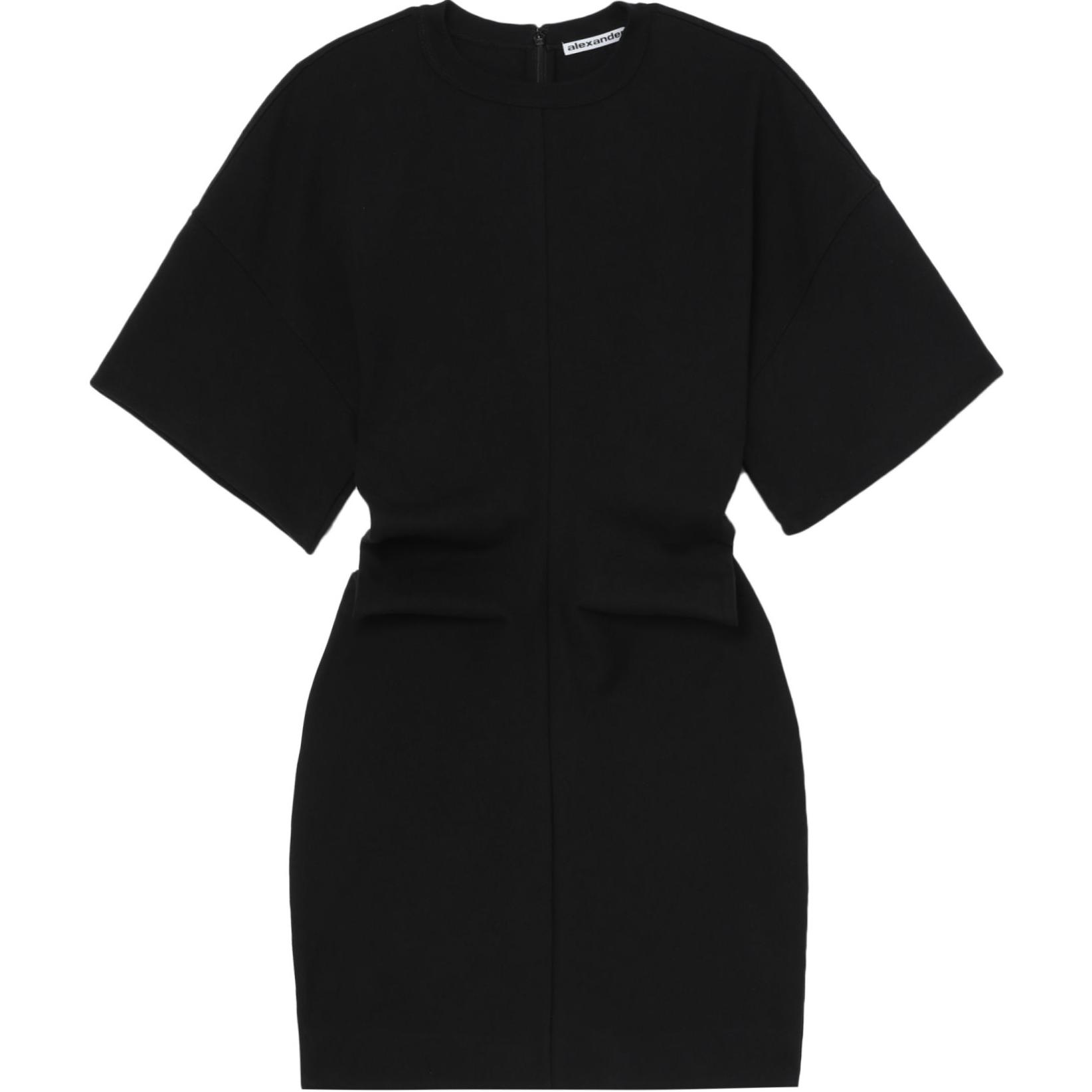 

Alexander Wang Женское черное платье с короткими рукавами SS24