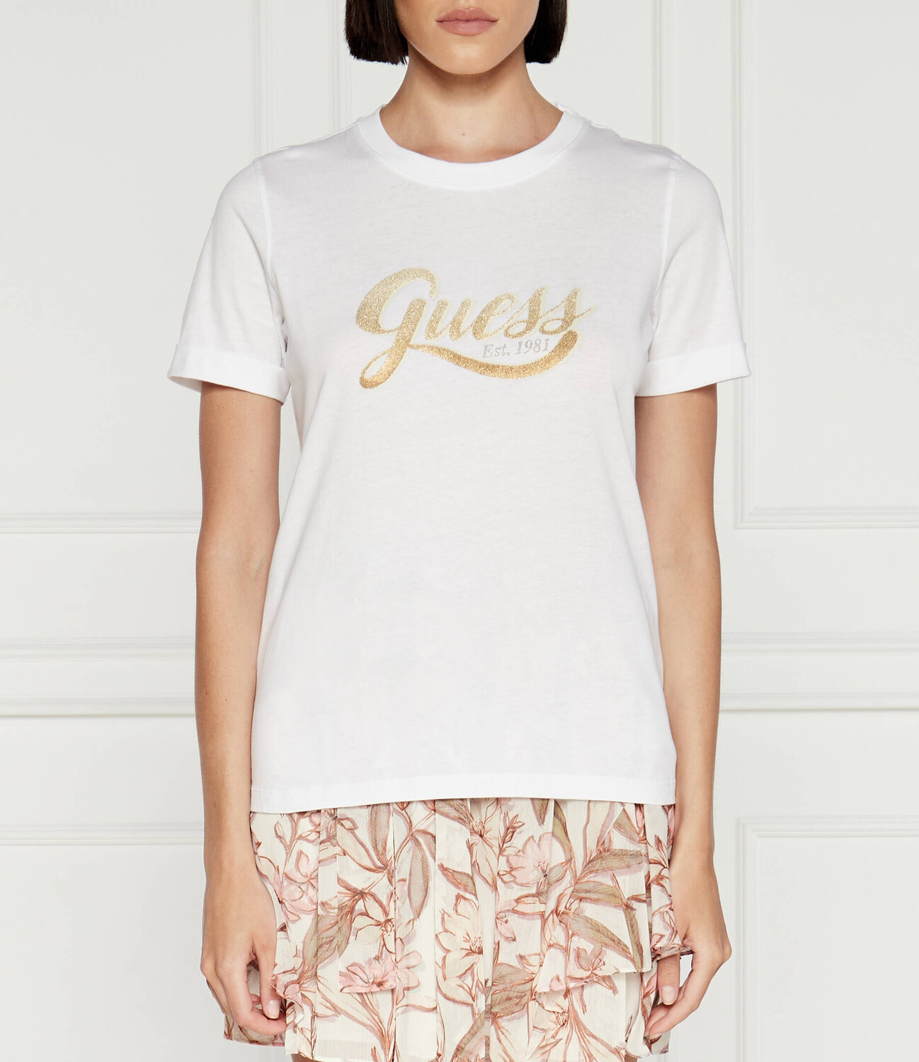 

Футболка GUESS GLITTERY LOGO Regular Fit, белый