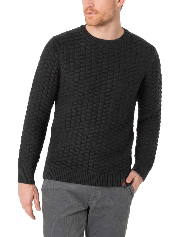 

Пуловер Timezone Strickpullover Rundhals 3D Muster Regular Fit, черный