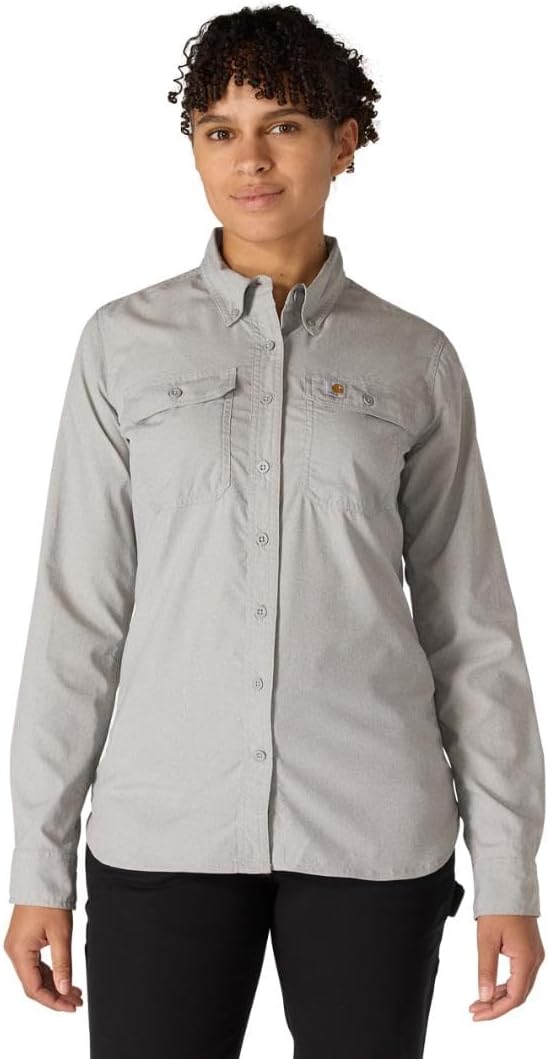 

Женская рубашка Carhartt Force Relaxed Fit, легкая, с длинными рукавами, Steel