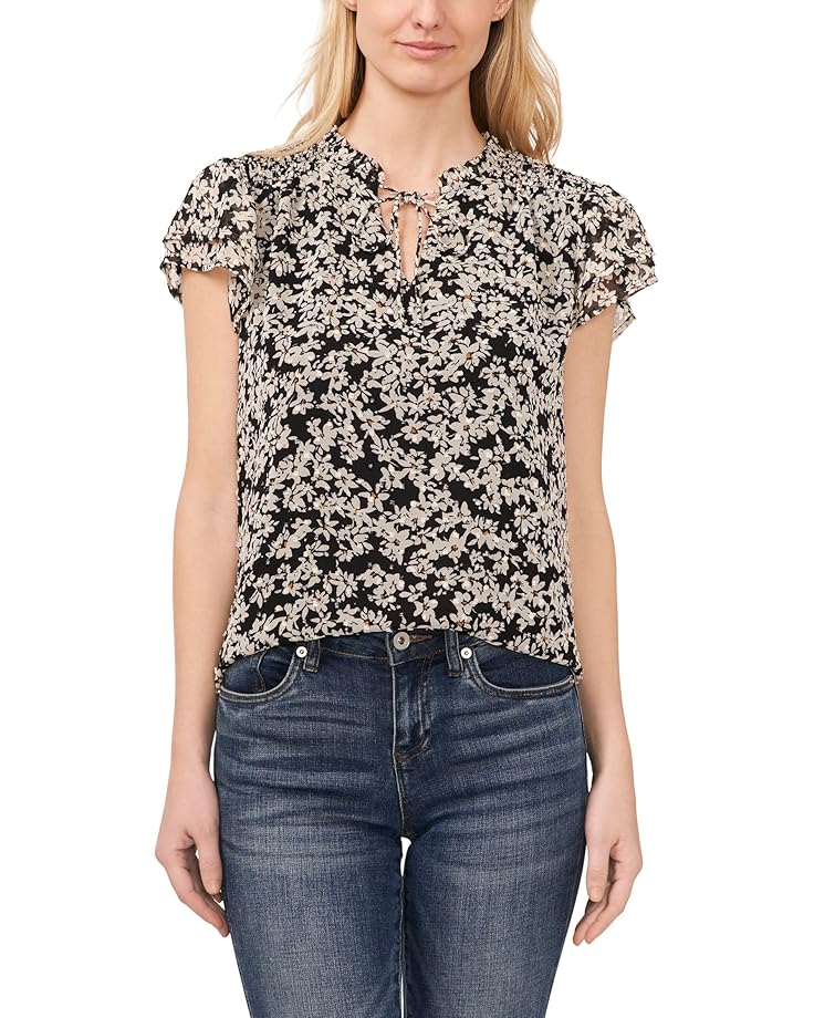

Блуза CeCe Tie Front Blouse W/ Smocking, цвет Rich Black