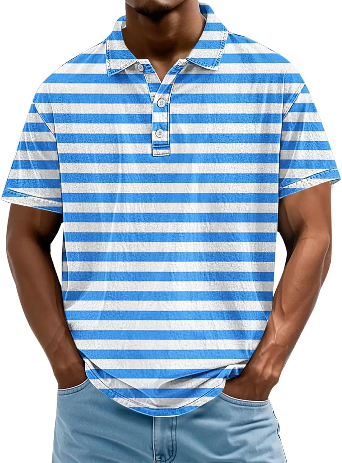 

Поло с полосками для мужчин, короткий рукав, Slim Fit Thatrich