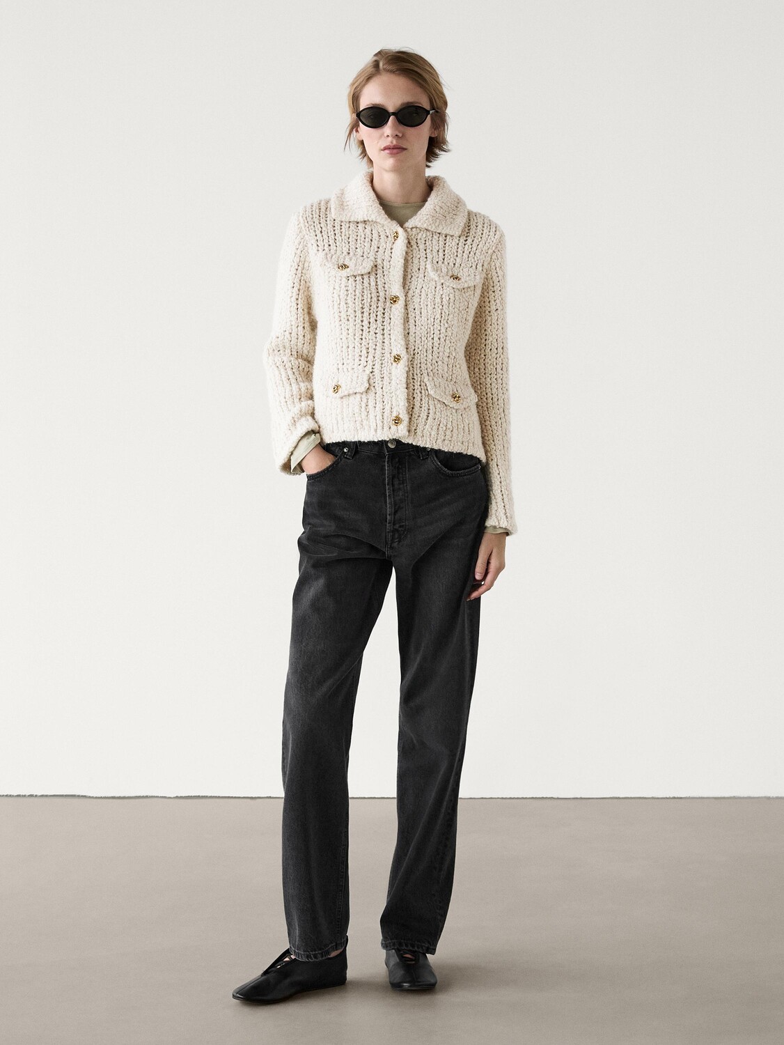 

Кардиган с карманами Massimo Dutti, кремовый, Бежевый, Кардиган с карманами Massimo Dutti, кремовый