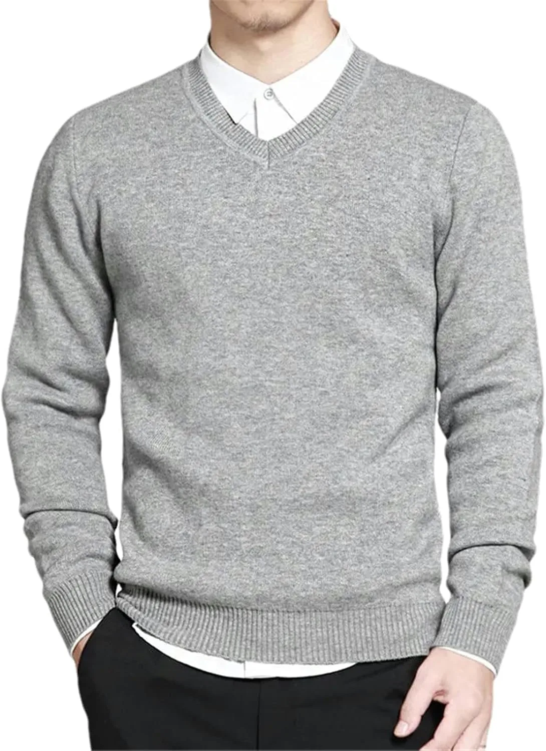 

Мужской свитер V-образным вырезом из хлопка GaoLeAve