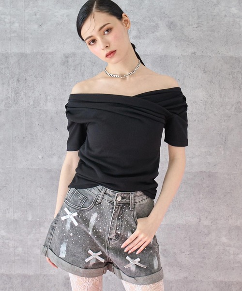 

Футболка трикотажная с открытыми плечами ANAP, черный