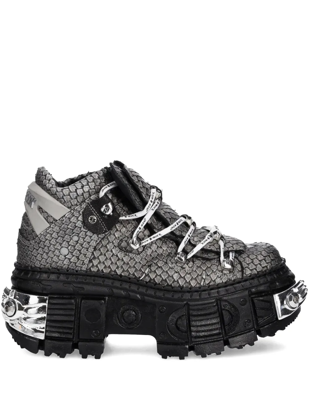 

Кроссовки на платформе с эффектом металлик New Rock, черный