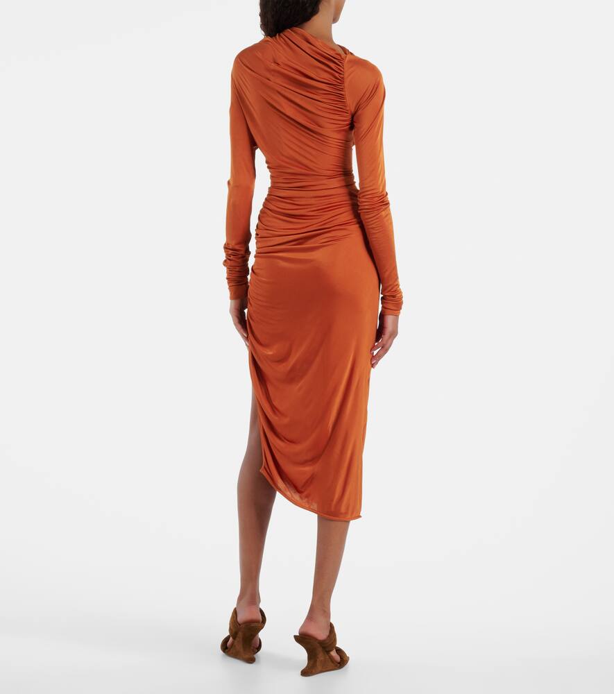 Платье миди из сатинового джерси с присборенной юбкой Rick Owens, Orange — фото 3