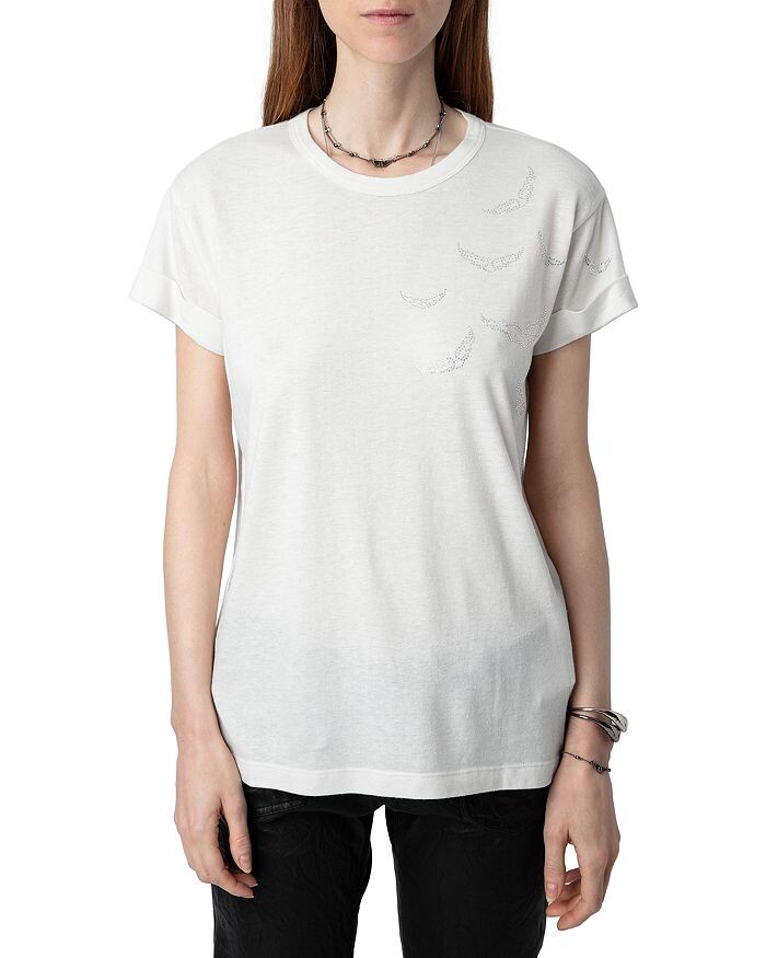 

Zadig & Voltaire Anya Футболка с эффектом дождя и стразами PCL, белый