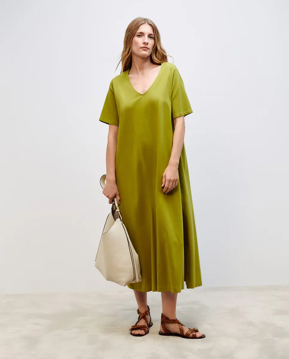 

Длинное платье с короткими рукавами Woman El Corte Inglés, цвет Verde Pistacho