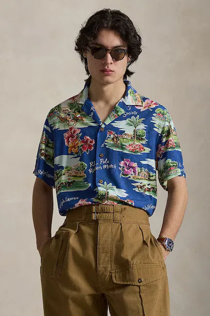 Рубашка с тропическим принтом Polo Ralph Lauren, синий