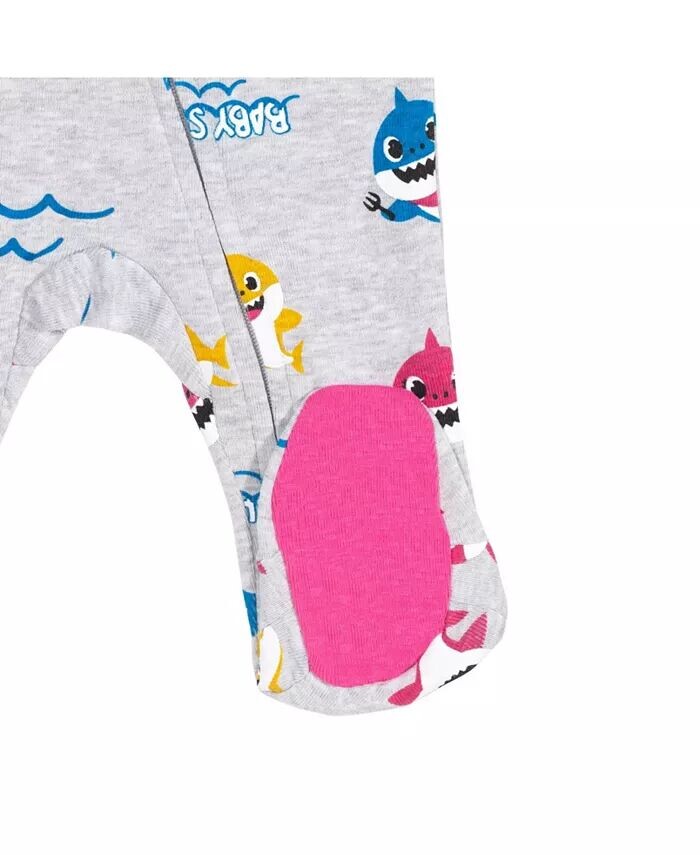 Комплект из 2 комбинезонов для сна и игр на молнии для маленьких девочек Mommy Shark Daddy Shark Baby Shark для новорожденных до Pinkfong, мультиколор — фото 2