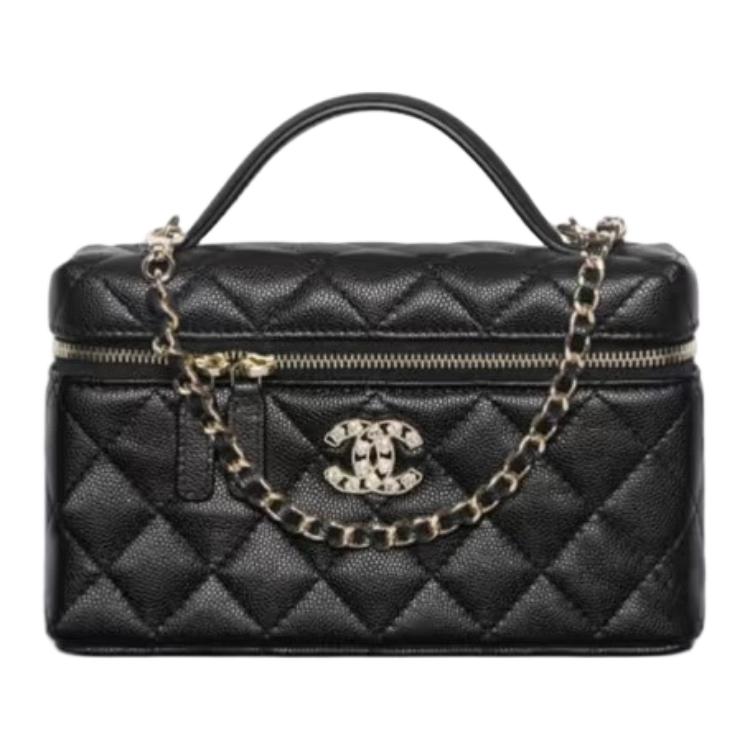 

CHANEL Кожаная личи наплечная сумка через плечо женская черная