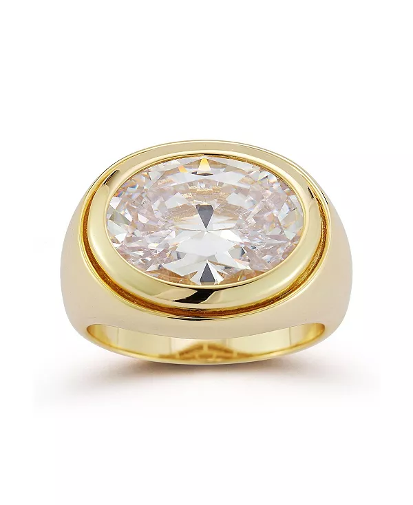 

Овальное кольцо-печатка из стерлингового серебра с покрытием из 14-каратного золота Rachel Zoe, gold