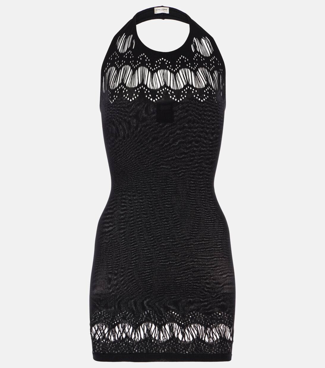 

Трикотажное мини-платье Saint Laurent, черный