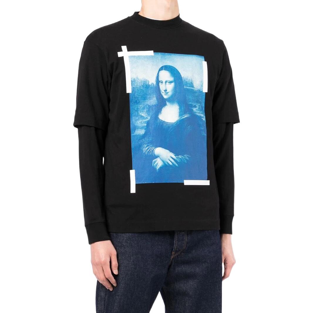 Лонгслив мужской Off-White Monalisa Print, черный / синий — фото 2