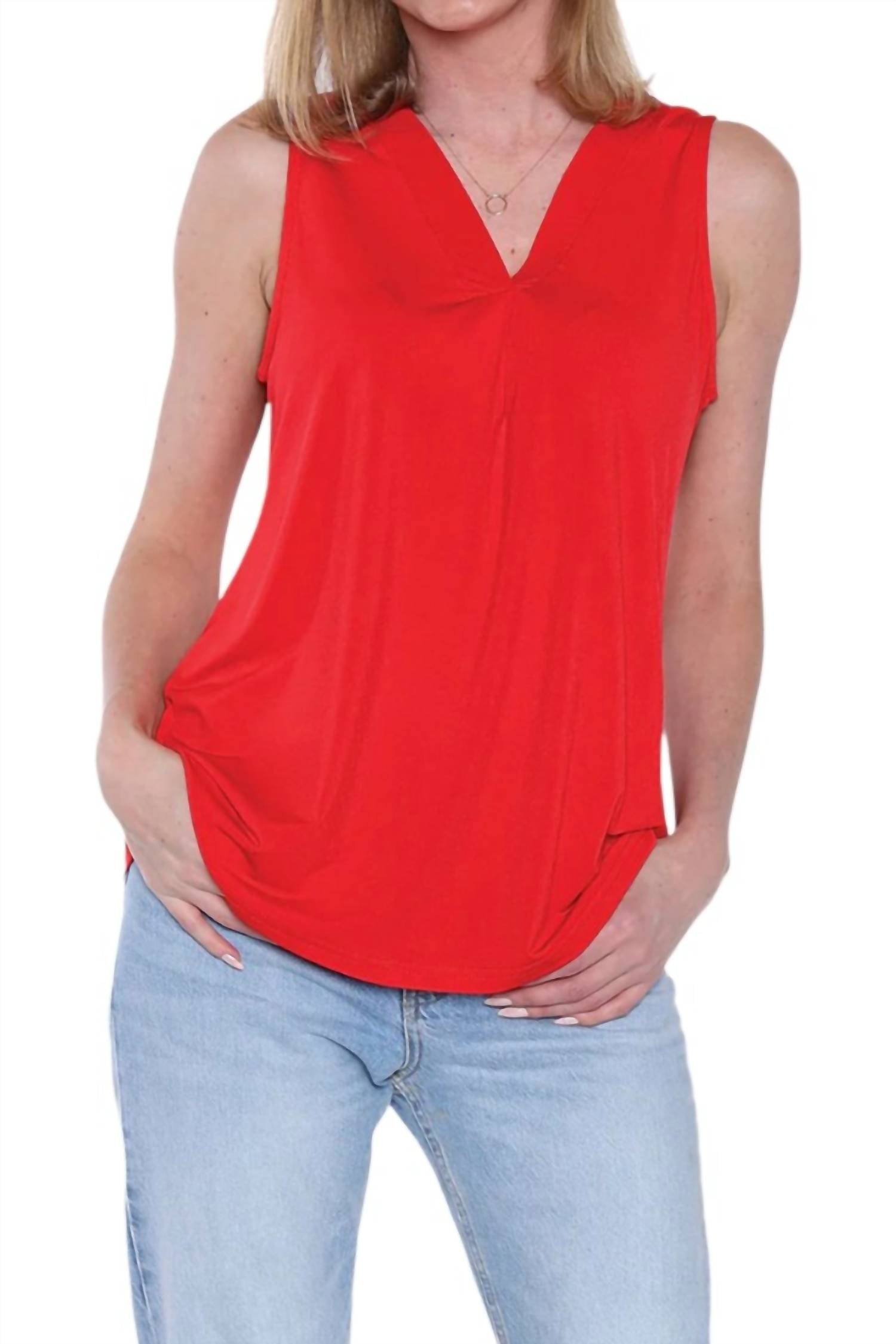 

Топ свободного кроя без рукавов с V-образным вырезом красного цвета Papa Fashions, красный