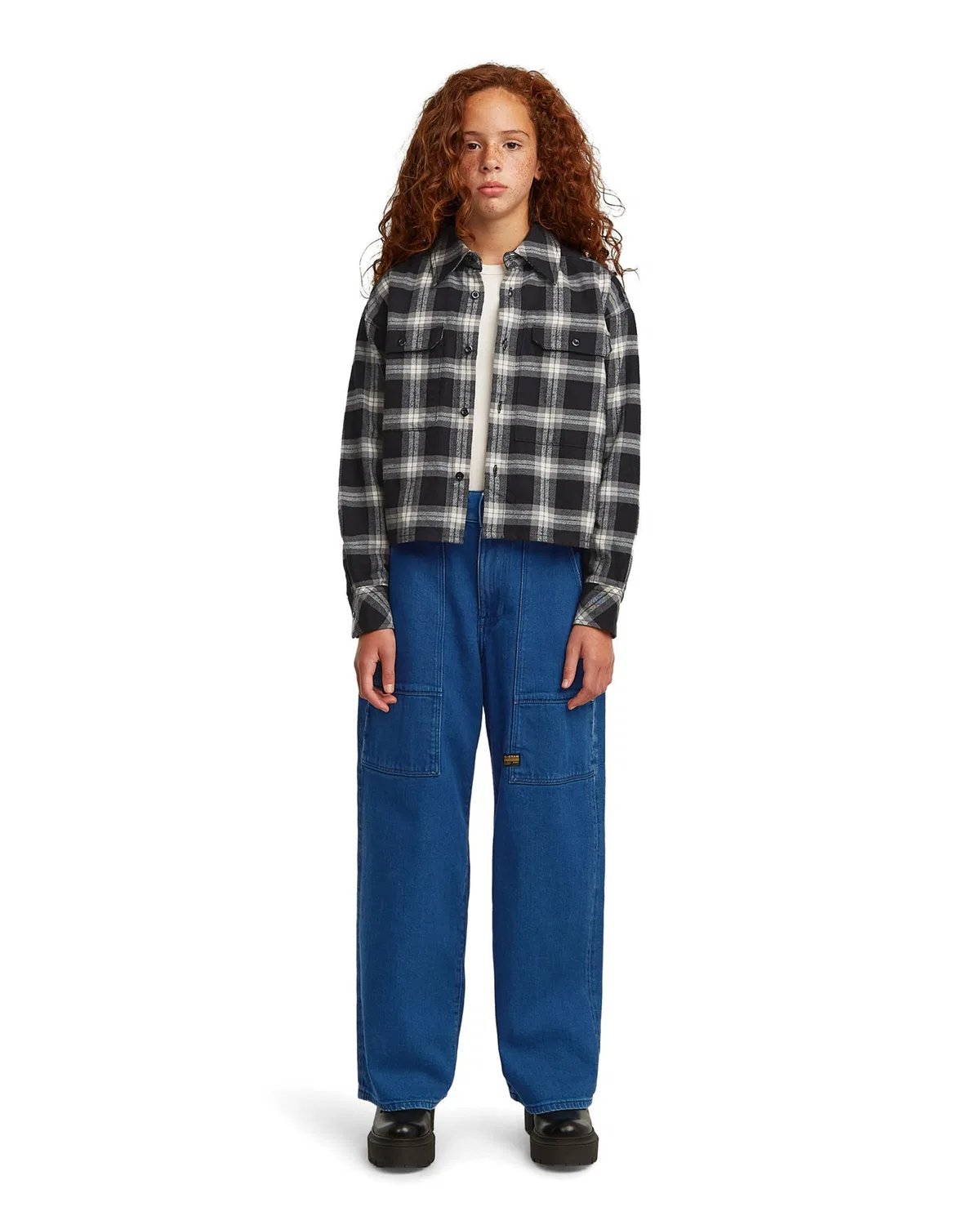 Джинсы G-Star свободного кроя Girls BÄRrel Utility High Loose Jeans синего цвета — фото 4