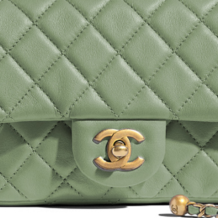 CHANEL Маленькая золотая бусина мини-квадратная клатч-сумка через плечо из овчины, кроссбоди мини для женщин — фото 2