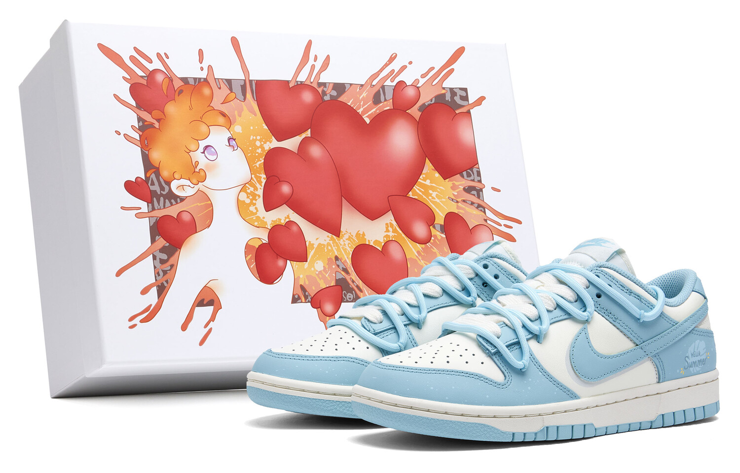 

Кроссовки Nike Dunk Skateboarding Shoes Women's Low-top White, голубой, Синий, Кроссовки Nike Dunk Skateboarding Shoes Women's Low-top White, голубой