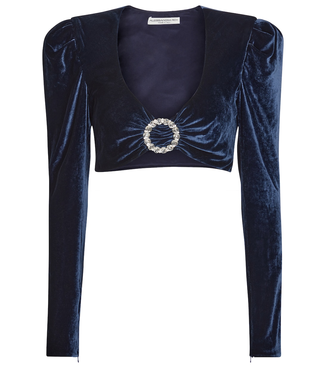 

Бархатный укороченный топ Alessandra Rich, Blue Navy