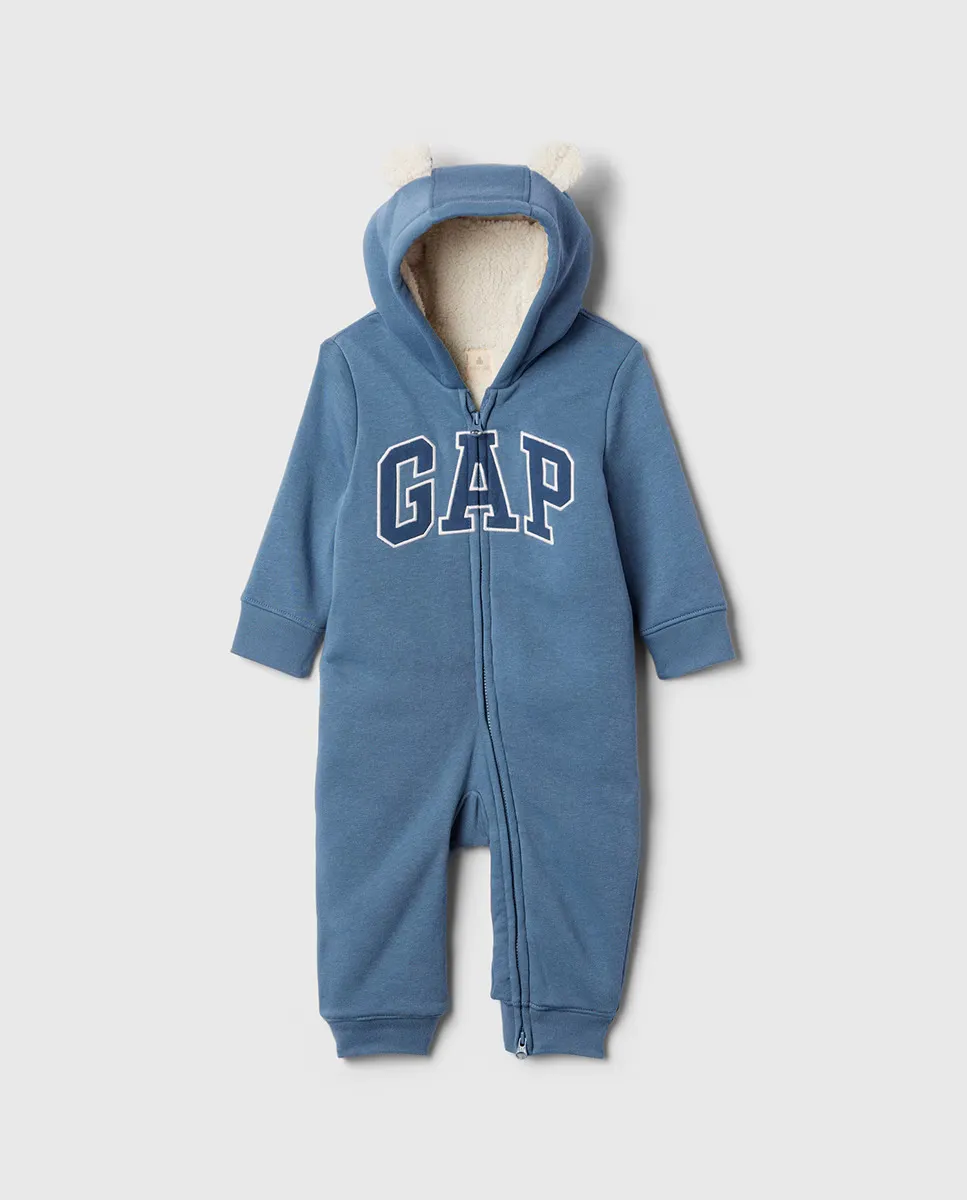 

Комбинезон для мальчика с капюшоном, молнией и логотипом Gap спереди, синий