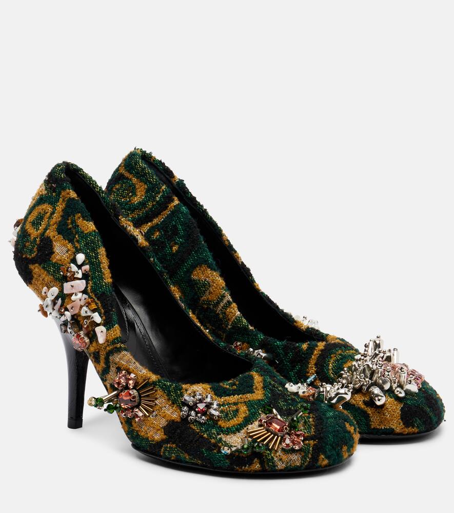 Туфли-лодочки с жаккардом и декором Dries Van Noten, Bottle