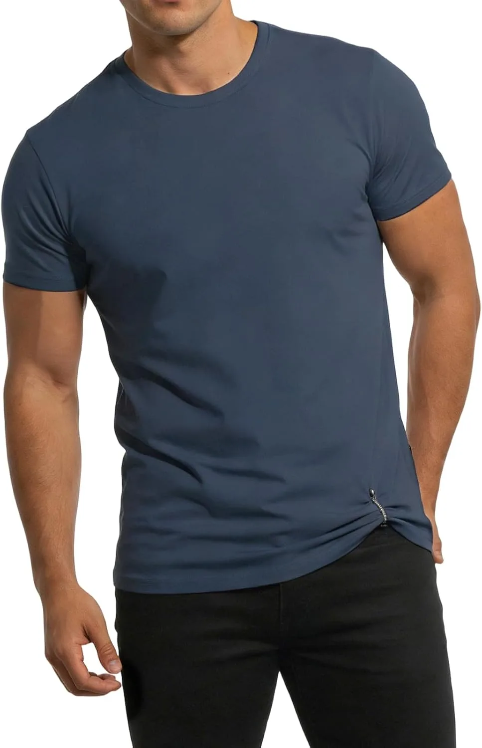 Футболка для тренировок мужская Crew Neck, однотонная с магнитным декором