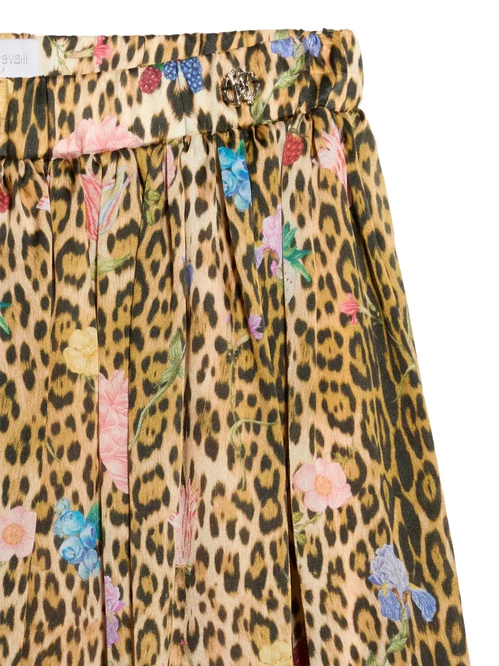 Юбка с леопардовым и цветочным принтом Roberto Cavalli Junior, бежевый — фото 3